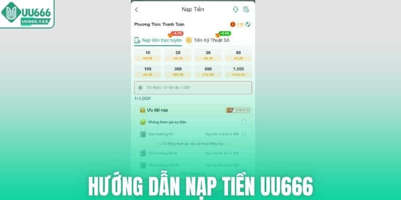 Hướng dẫn nạp tiền UU666
